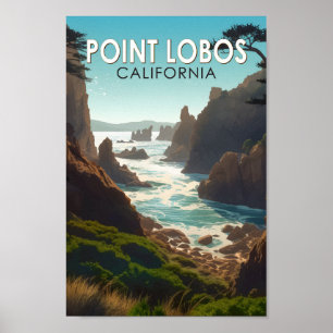 Affiche Point Lobos California Travel Art Vintage
