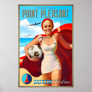 Affiche Point Pleasant Beach New Jersey Eastern Air Lines