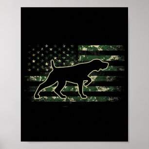 Affiche Pointeur à poil court allemand Camo Drapeau Améric