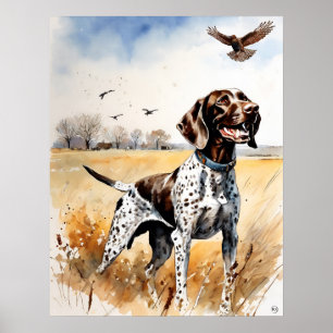 Affiche Pointeur à poils courts allemand - Art Chien Impri