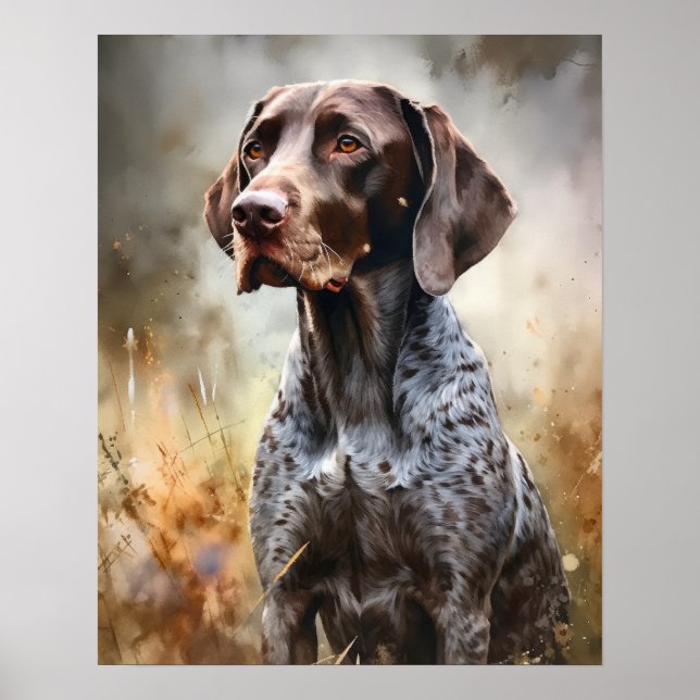 Affiche Pointeur allemand Pointer Dog Art Imprimer Pointeu (Devant)