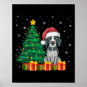 Affiche Pointeur anglais moche Santa Hat Les lumières de N