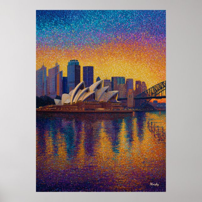 Affiche Pointillisme de la Maison de l'Opéra de Sydney sur (Devant)