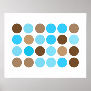 Affiche Points bleu turquoise et Brown Motif moderne