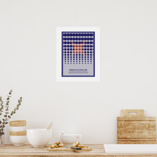 Affiche points bleus abstraits art géométrique bauhaus aff