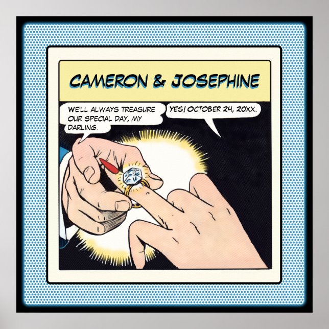 Affiche Points bleus Mariage Bling Style Comic (Devant)