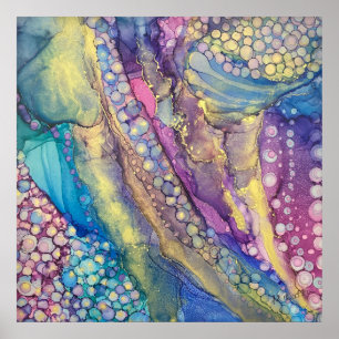 Affiche Points colorés Art abstrait Liquide Encre Alcooliq