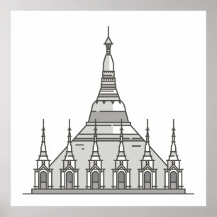 Affiche Points de repère du monde de pagoda de Shwedagon