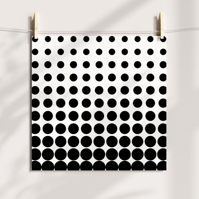 Affiche Points demi-teintes blanc et noir (White and Black Halftone Dots Poster)