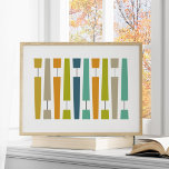 Affiche Points d'exclamation colorés Mi-siècle géométrique<br><div class="desc">Cette magnifique affiche moderne du milieu du siècle présente des points d'exclamation empilants aux couleurs du bleu turquoise,  de l'orange,  du bronzage,  du vert avocat,  du bleu et du noir. Ajoutez un peu de fantaisie à votre décor.</div>