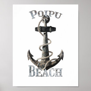 Affiche Poipu Beach Hawaii Vacation Ancre nautique