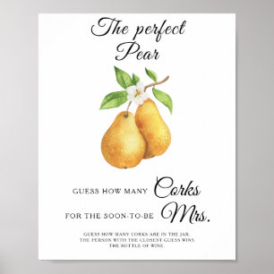 Affiche Poires à l'aquarelle Baby shower Combien de boucho