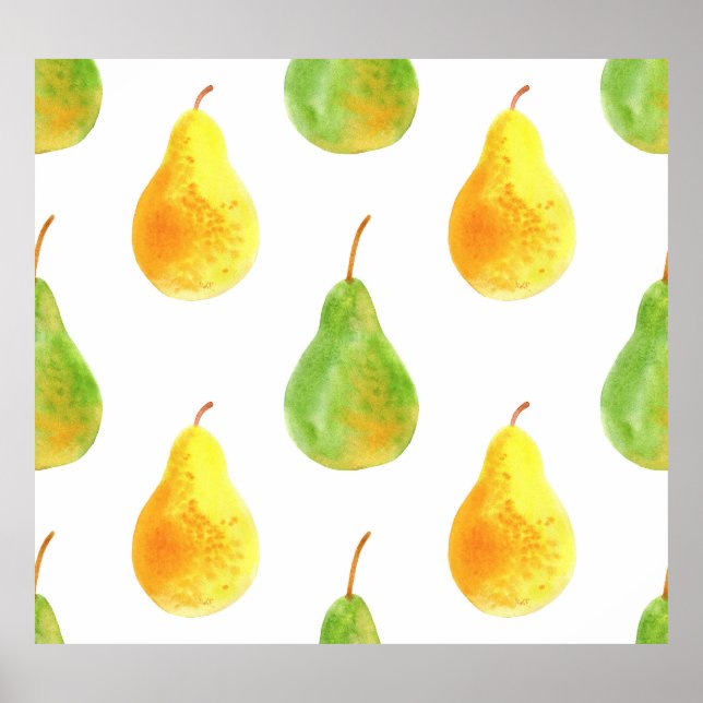 Affiche Poires dessinées à la main, aquarelle image alimen (Devant)