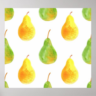 Affiche Poires dessinées à la main, aquarelle image alimen