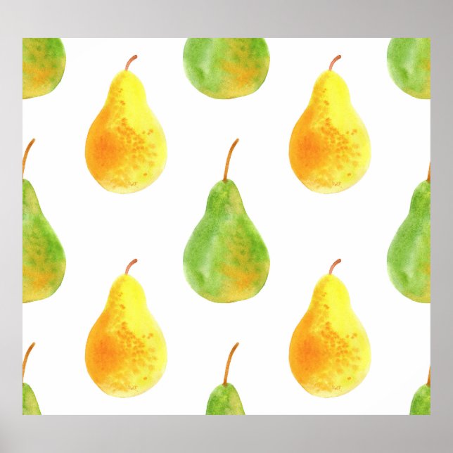 Affiche Poires dessinées à la main, aquarelle image alimen (Devant)