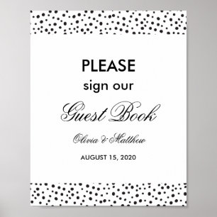 Affiche Pois. Signal mariage du livre d'invité