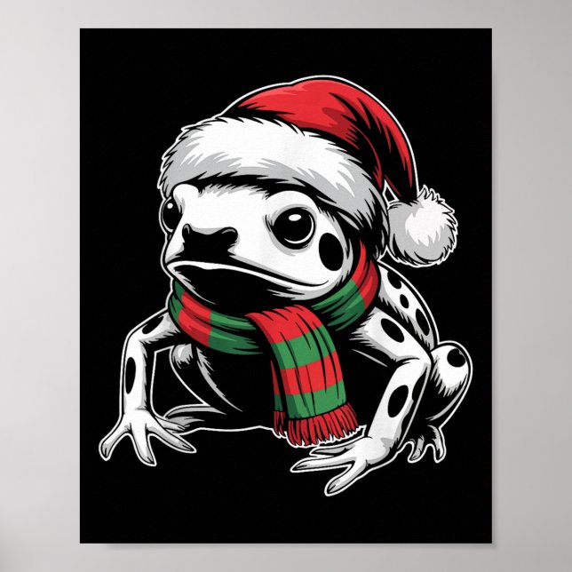Affiche Poison Dart Frog Xmas Santa Hat Écharpe Noël Co (Devant)