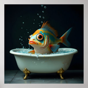 Affiche Poisson amusant dans le bain