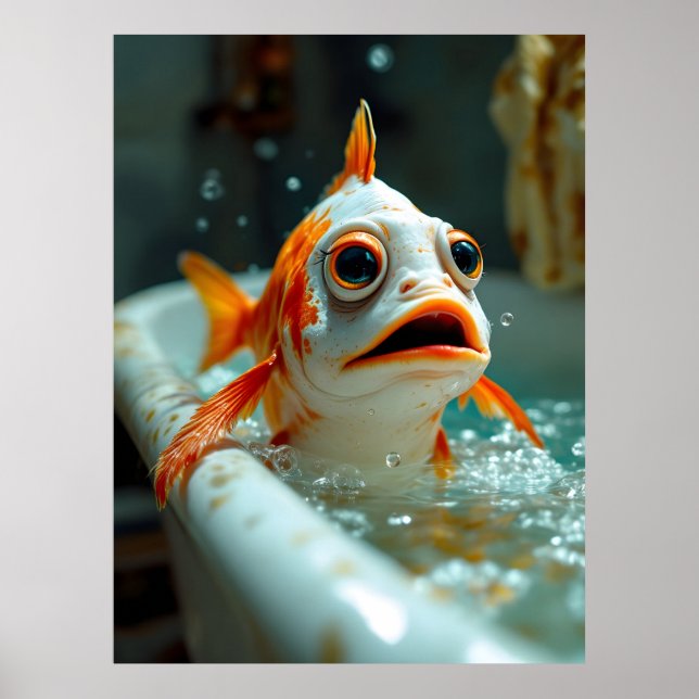 Affiche Poisson amusant dans le bain (Devant)