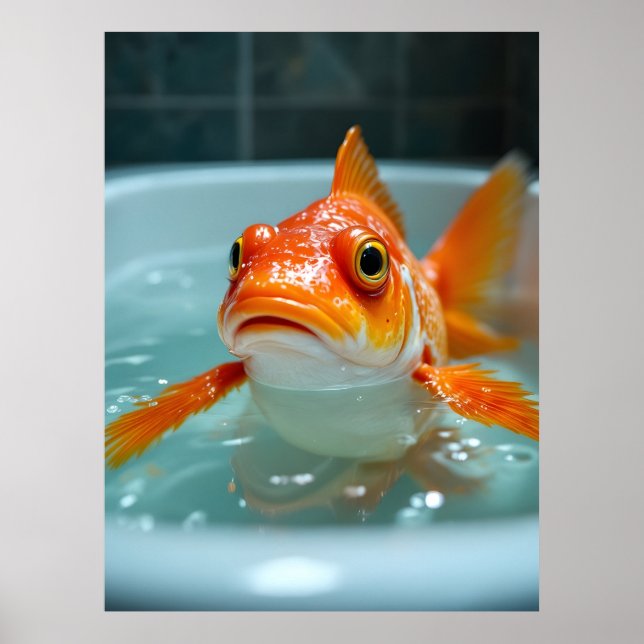 Affiche Poisson amusant dans le bain (Devant)