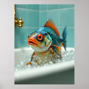 Affiche Poisson amusant dans le bain