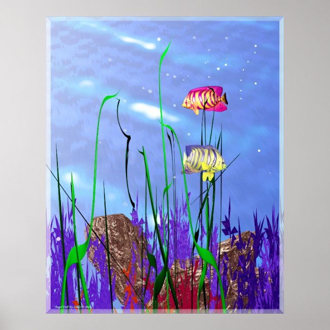 Affiche Poisson-ange 3D coloré (Devant)