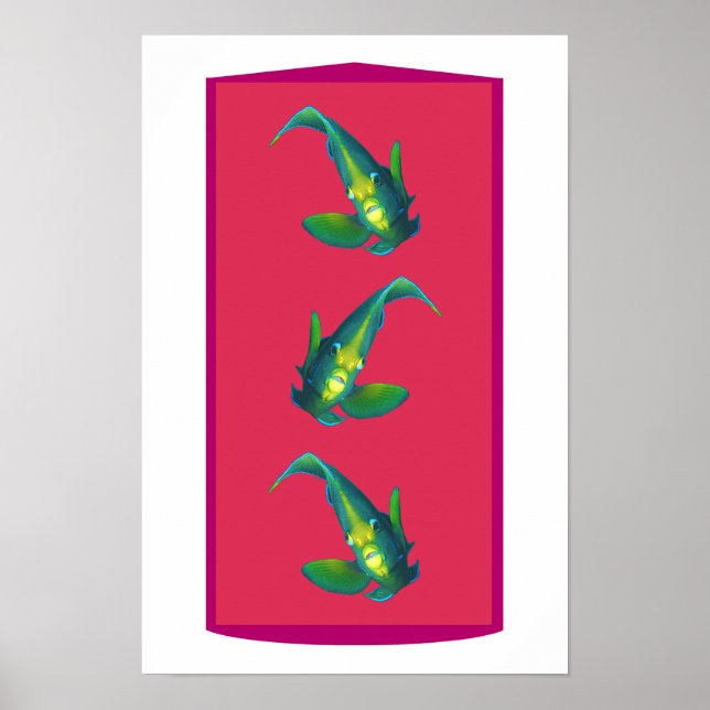 Affiche Poisson ange - Élégance sur fond teinté de magenta (Devant)