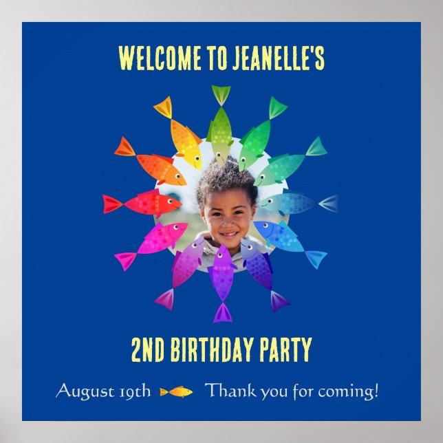 Affiche Poisson arc-en-ciel dans l'océan Accueil mignon (Devant)