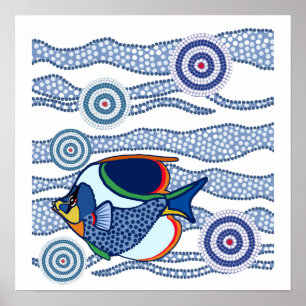 Affiche Poisson autochtone Dot Art-01