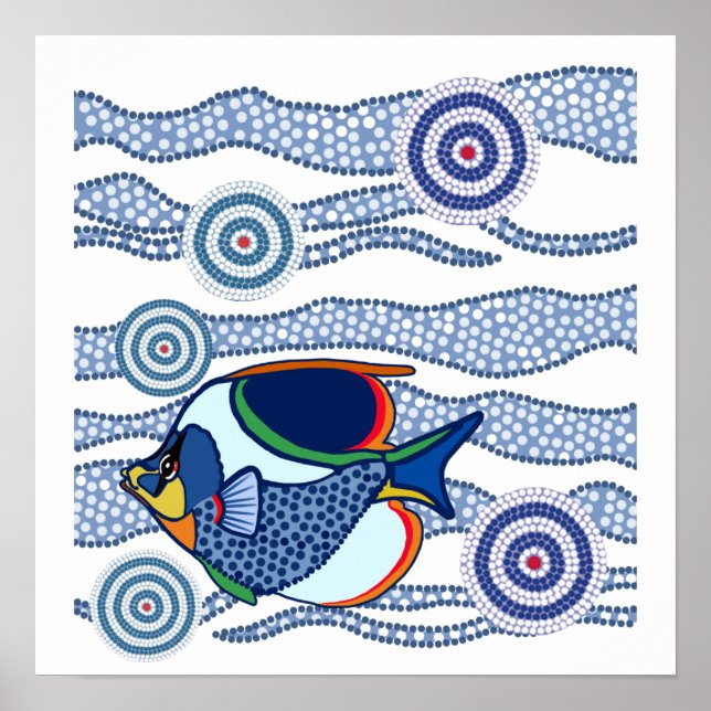 Affiche Poisson autochtone Dot Art-01 (Devant)