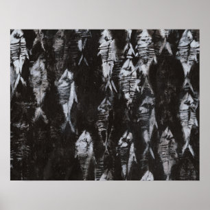 Affiche Poisson blanc fossile sur Arrière - plan noir