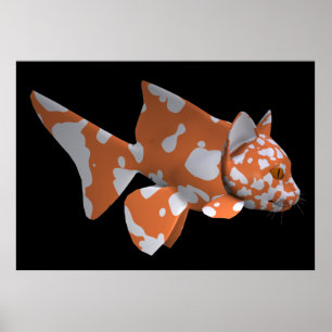 Affiche Poisson-chat Blanc-Orange