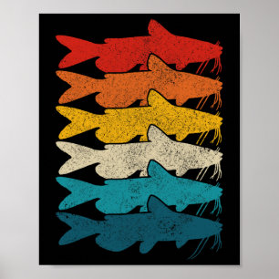 Affiche Poisson-chat de canal Pêche de poisson-chat vintag