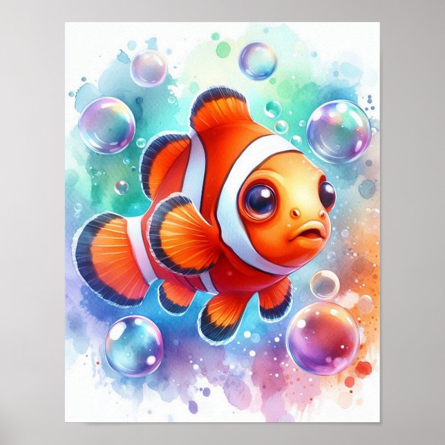 Affiche Poisson clown aquarelle (Devant)