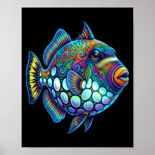 Affiche Poisson-clown déclencheur coloré, œuvre d'art abst
