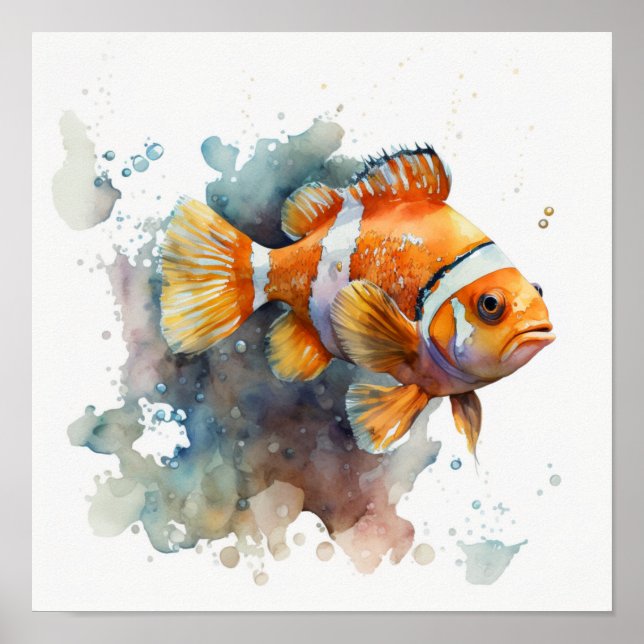 Affiche Poisson clown en aquarelle (Devant)