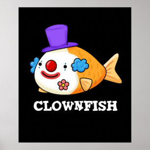 Affiche Poisson clown Funky Animal Poisson Pun Dark BG