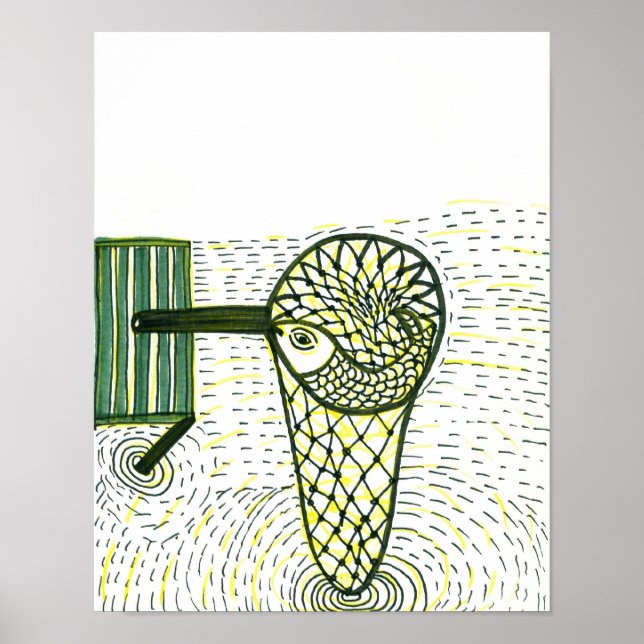 Affiche Poisson dans le filet (Devant)