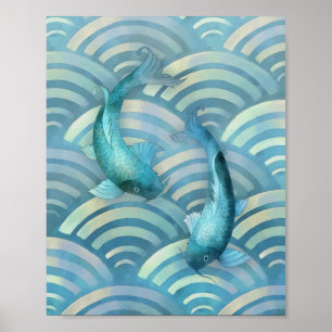Affiche Poisson de carpe bleue Koi