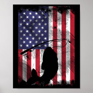 Affiche Poisson de drapeau américain pêcheur patriote du 4