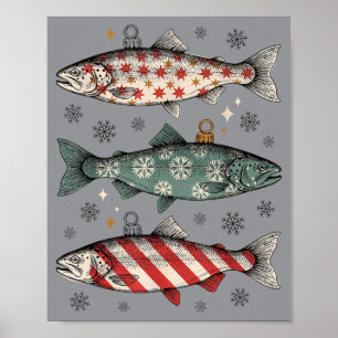 Affiche Poisson de Noël drôle Sweater hideux Canneberges E