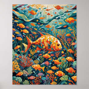 Affiche Poisson de récif d'art pop
