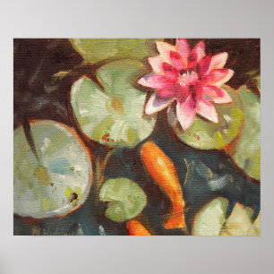 Affiche Poisson D'Or Koi Pond Water Lys