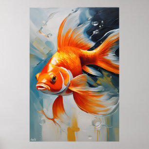 Affiche Poisson d'or Style de peinture à l'hui