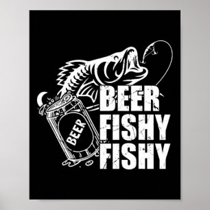 Affiche Poisson drôle de bière pêche drôle de boisson d'an