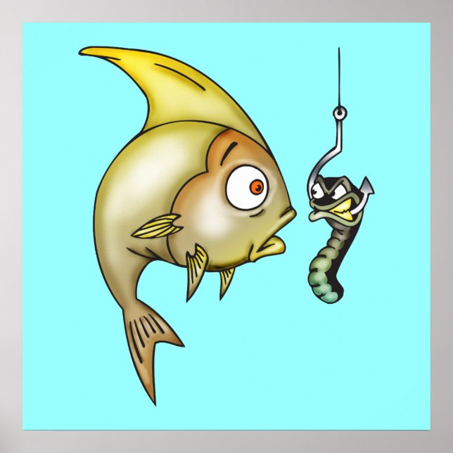 Affiche Poisson Drôle Et Ver (Devant)