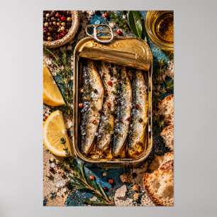 Affiche Poisson en boîte rustique et art de mur de cuisine