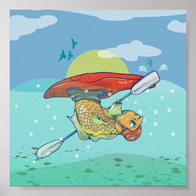 Affiche Poisson en kayak (Devant)
