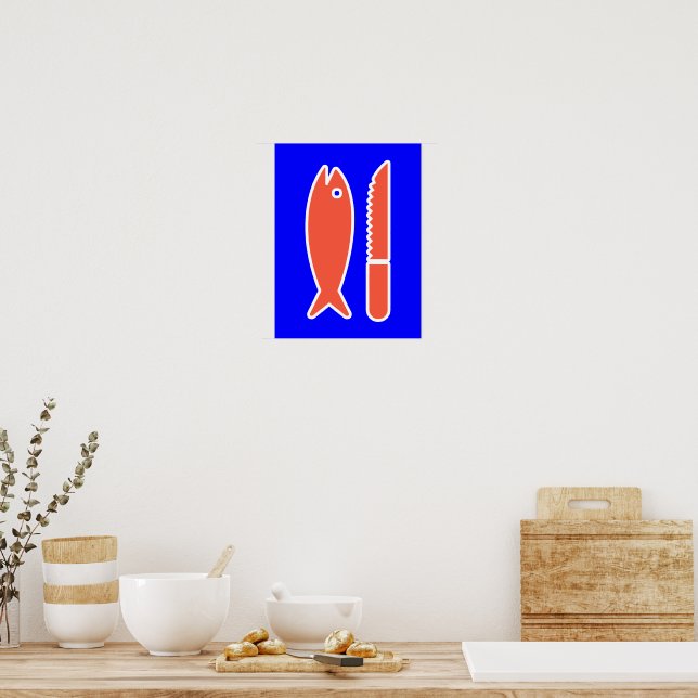 Affiche Poisson et couteau (Cuisine)