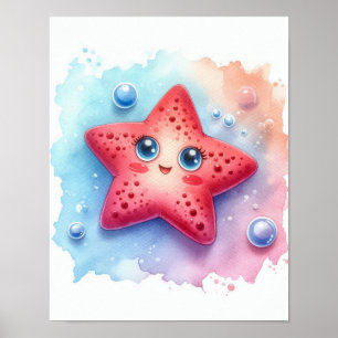 Affiche Poisson étoile aquarelle